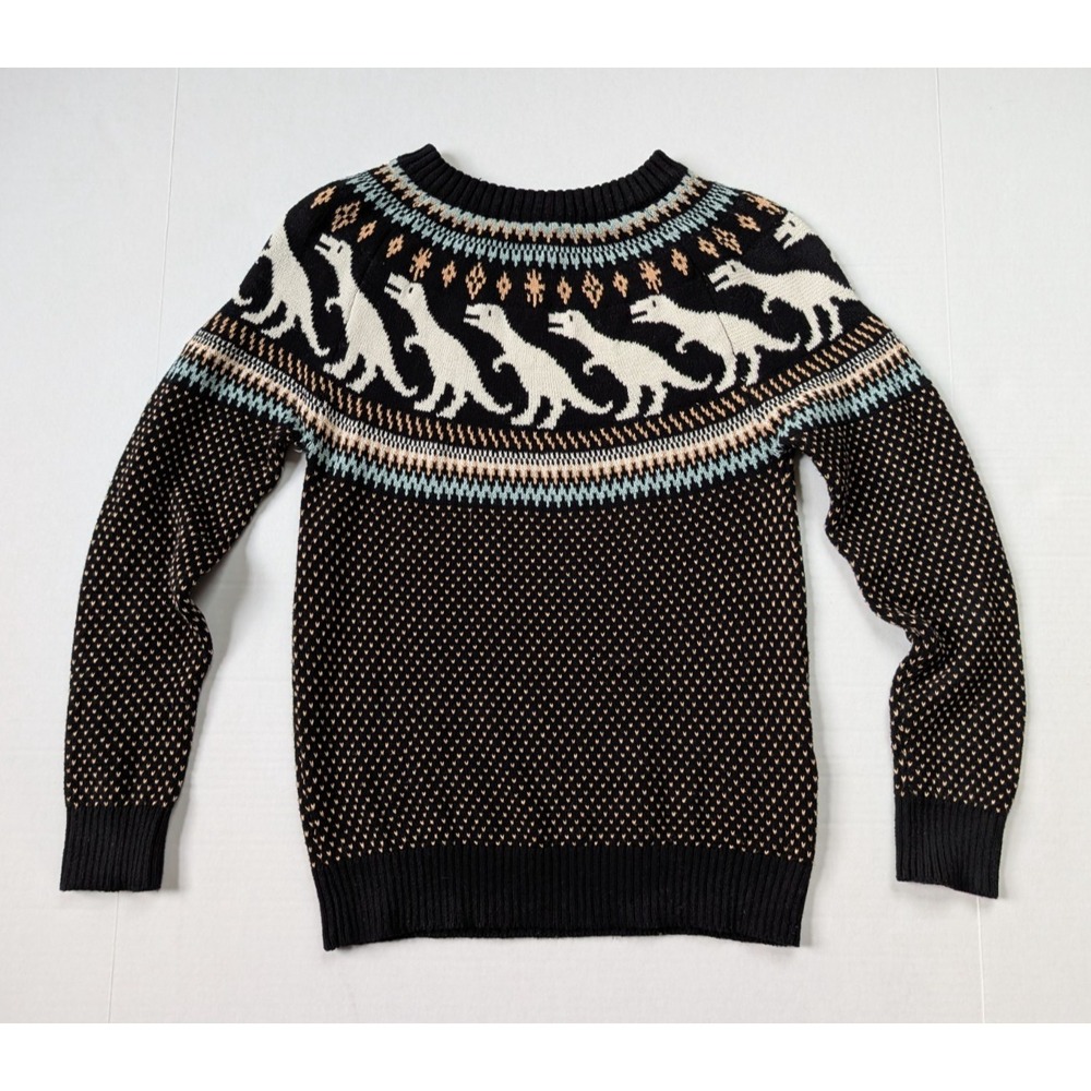 Modcloth Fair Isle Sweater‎ Womens XS Dinosaur 100% Cotton
